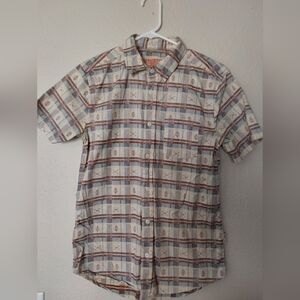 Brooklyn Cloth Shirt, Men's size Small Blue and Brown Southwestern Print Shirt